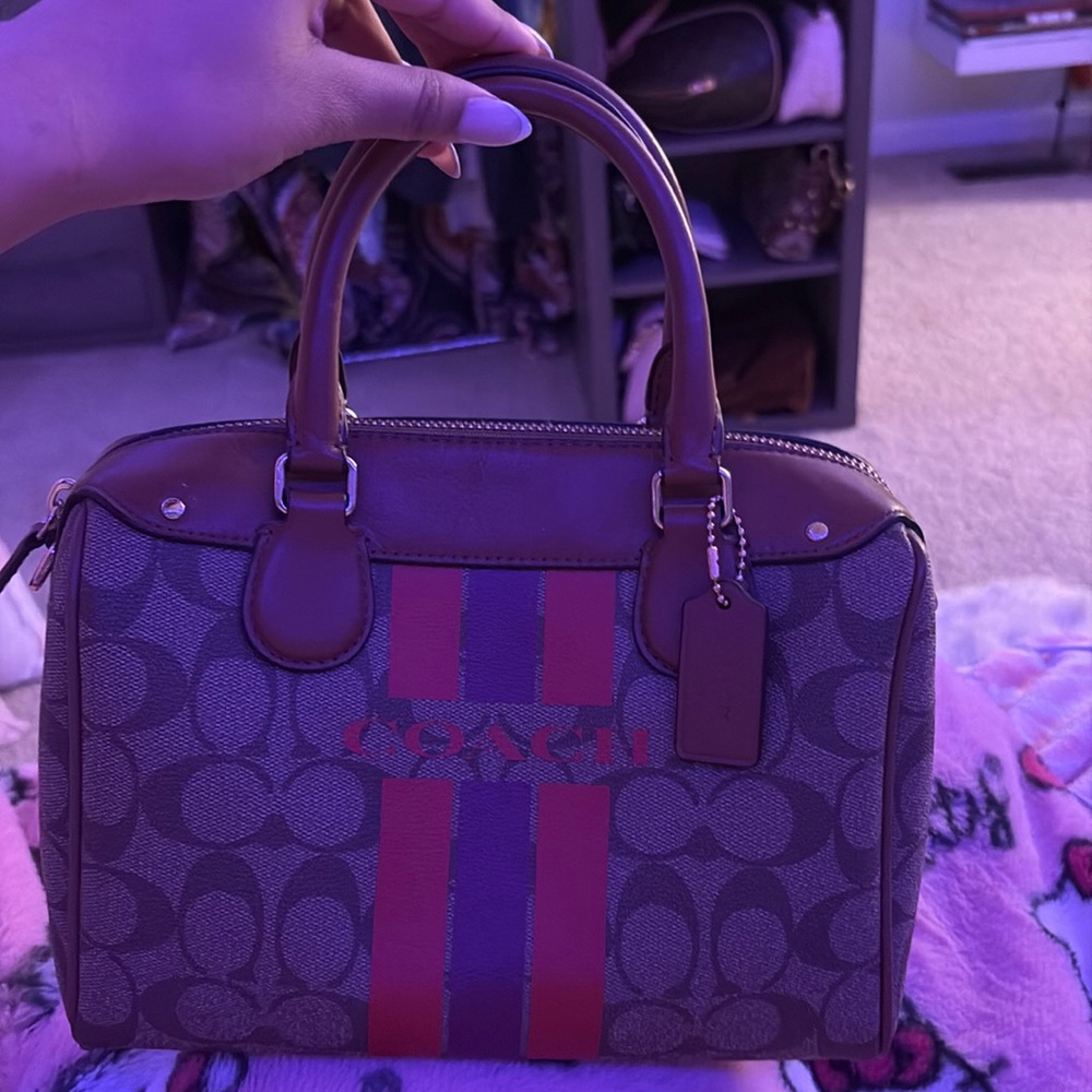 Coach Brown Signature Coated Canvas and Leather Mini Bennett Satchel